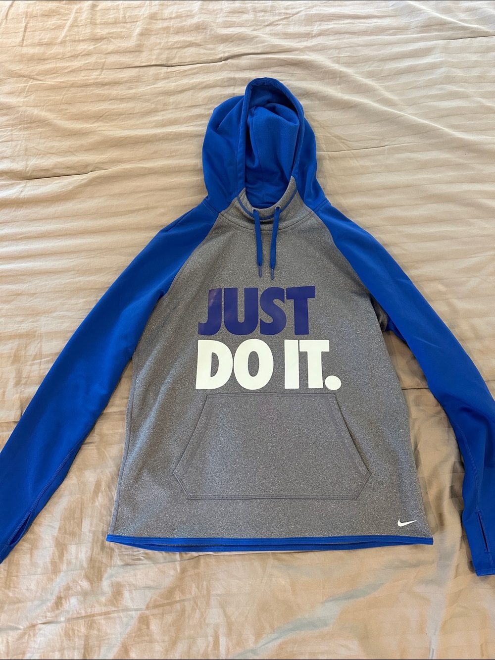 Nike Grey & Royal Blue 'JUST DO IT.' Pullover Hoodie